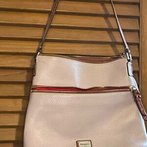 Dooney & Bourke Tan Shoulder Bag with Red Accents